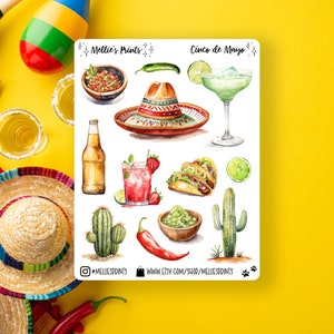 Cinco de Mayo / Pegatinas para planificador, pegatinas para álbumes de recortes, pegatinas para bullet journal, pegatinas para fiestas, Cinco de Mayo, pegatinas para celebraciones
