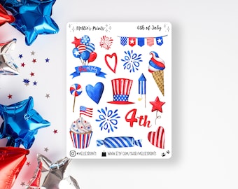 4th of July | Planner Stickers, Scrapbooking, Bullet Journal, 1776, Declaration of Independence, We the People, No Kings, Red White Blue,