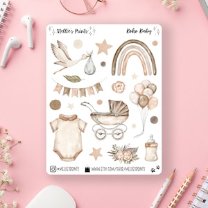 Boho Baby | Planner Stickers, Scrapbook Stickers, Bullet Journal Stickers, Collage, Baby Stickers, Boho Stickers, Newborn Baby, Baby Shower