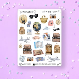 Take a Trip - Mini | Planner Stickers, Scrapbook Stickers, Bullet Journal, Vacation Essentials, Trip Planning, Holiday, Travel, Wanderlust