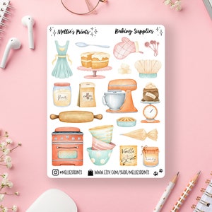 Baking Supplies | Planner Stickers, Scrapbook Stickers, Bullet Journal Stickers, Baking, Watercolor Sticker, Flour, Kitchen Aid, Cake,Pastry