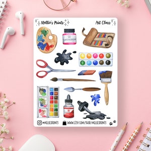 Art Class | Planner Stickers, Scrapbook Stickers, Bullet Journal Stickers, Art Supply, Craft Sticker, Paint Sticker, Palette, Brush, Acrylic