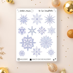 No Two Snowflakes | Planner Stickers, Scrapbook Stickers, Bullet Journal Stickers, Christmas Stickers, Christmas, Winter, Holiday, Snowflake