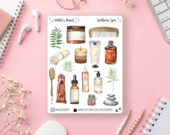 Wellness Spa | Planner Stickers, Scrapbook Stickers, Bullet Journal Stickers, Self Care Stickers, Watercolor Stickers, Apothecary, Tincture