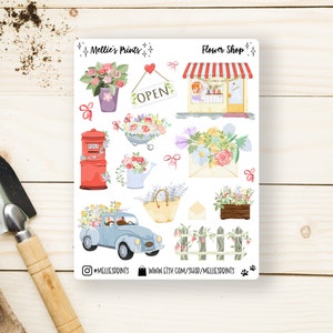 Flower Shop | Planner Stickers, Scrapbook Stickers, Bullet Journal, Flower, Watercolor, Bouquet, Boutonniere, Florals, Roses, Florists,