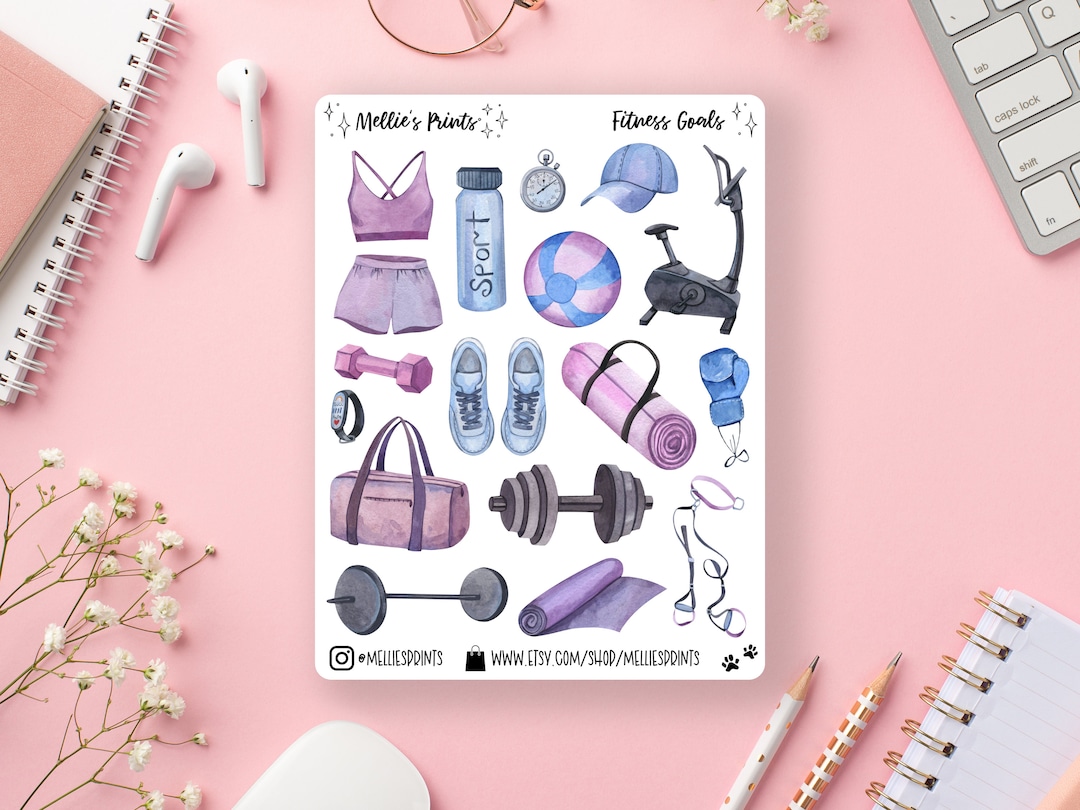 Fitness Goals | Planner Stickers, Scrapbook, Bullet Journal, Fitness, Health, Wellness, Goals ...