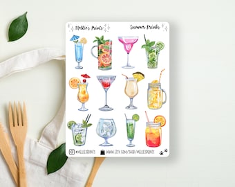 Summer Drinks | Planner, Menu Decor, Scrapbooking, Bullet Journal, Collage, Wedding Drinks, Summer, Mixed Drink, Fruity, Sommelier, Mocktail