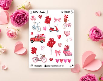 Sweet Ride | Planner Stickers, Scrapbook Stickers, Bullet Journal Stickers, Valentine's Day Stickers, Candy, Chocolate, Heart Balloons, Amor