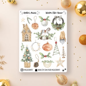 Winter Chic House | Planner Stickers, Scrapbook Stickers, Bullet Journal Stickers, Christmas Stickers, Christmas, Winter, Holiday, Cozy Chic