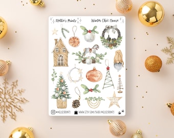 Winter Chic House | Planner Stickers, Scrapbook Stickers, Bullet Journal Stickers, Christmas Stickers, Christmas, Winter, Holiday, Cozy Chic