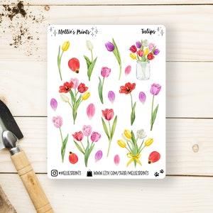 Tulips | Planner Stickers, Scrapbook Stickers, Bullet Journal Stickers, Floral Stickers, Tulips, Spring Flowers, Flower Stickers, Spring