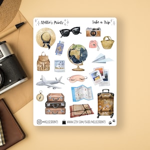 Machen Sie eine Reise | Planner Aufkleber, Scrapbook Aufkleber, Bullet Journal, Urlaub Essentials, Flüge, Abflüge, Ankömmlinge, Reiseplan, Gepäck
