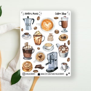 Coffee Shop | Planner Stickers, Scrapbook Stickers, Bullet Journal Stickers, Coffee Lover, Moka, Espresso, Coffee Bean, Latte, Brew, Machine