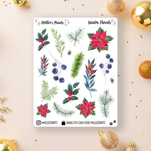 Winterblumen | Planner Sticker, Scrapbook Sticker, Bullet Journal Sticker, Weihnachtssticker, Weihnachten, Winter, Urlaub, Poinsettia