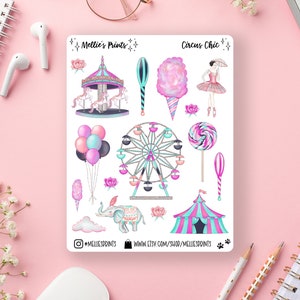 Circus Chic | Planner Stickers, Scrapbook Stickers, Bullet Journal Stickers, Circus Stickers, Fair Stickers, Cute Stickers, State Fair,