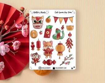 Cute Lunar New Year | Planner, Scrapbook, Bullet Journal, Lunar New Year Stickers, Party Decor, Zodiac, Tradition, Year of the Horse, Charms