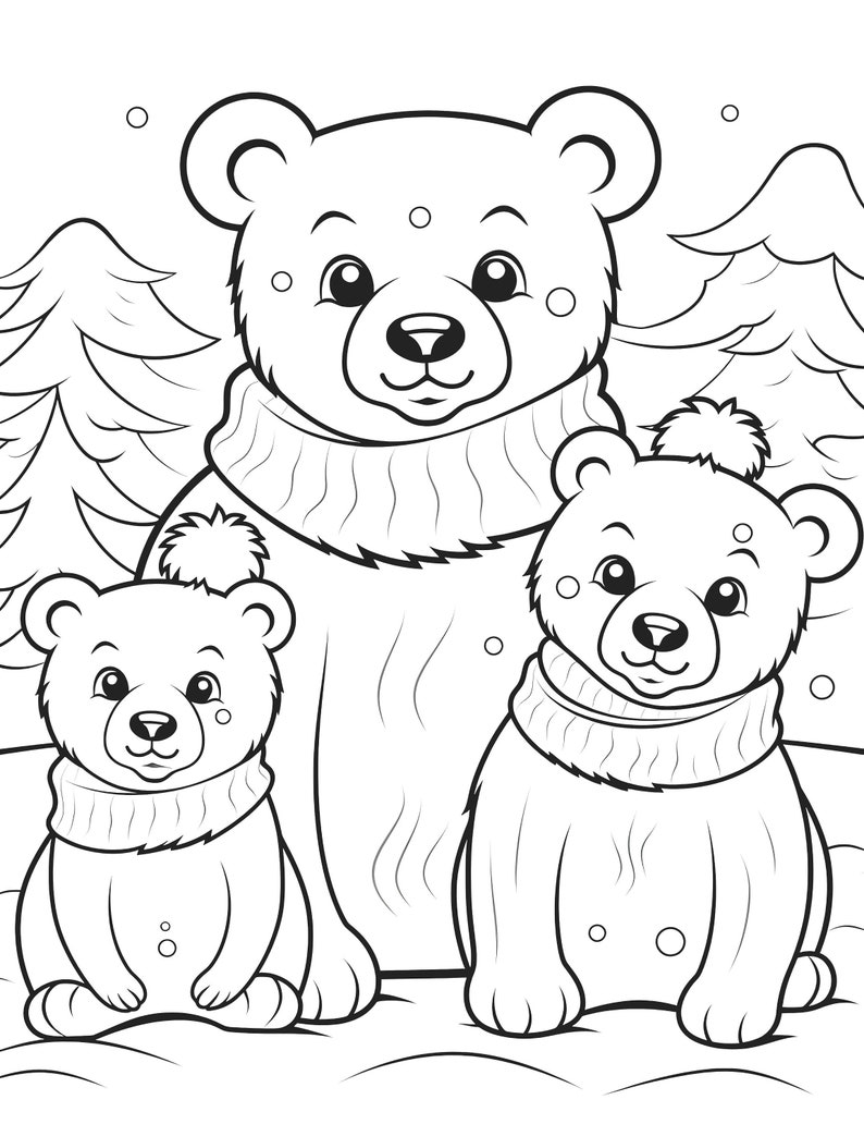 5 Winter Coloring Pages. Teacher, Color Pages for Kids, Cute Coloring