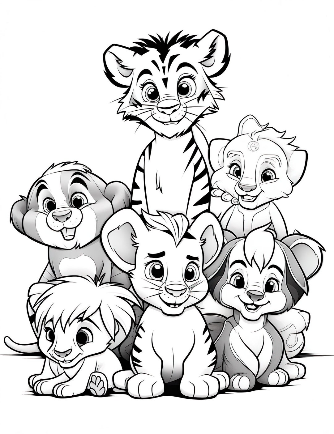5 Cute Critter Coloring Pages, Teacher, Color Pages for Kids, Cute
