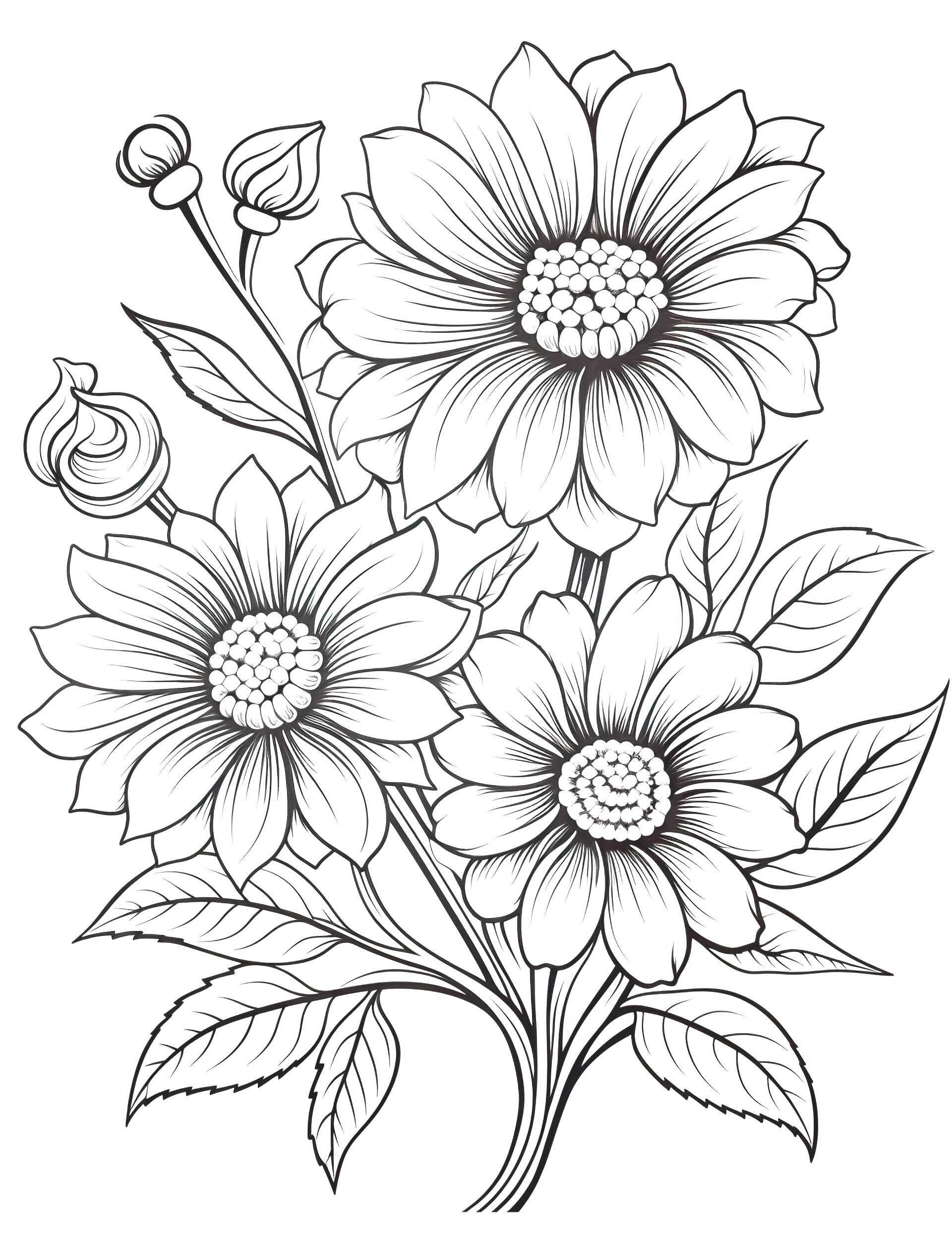 5 flower coloring pages teacher color pages for kids cute etsy
