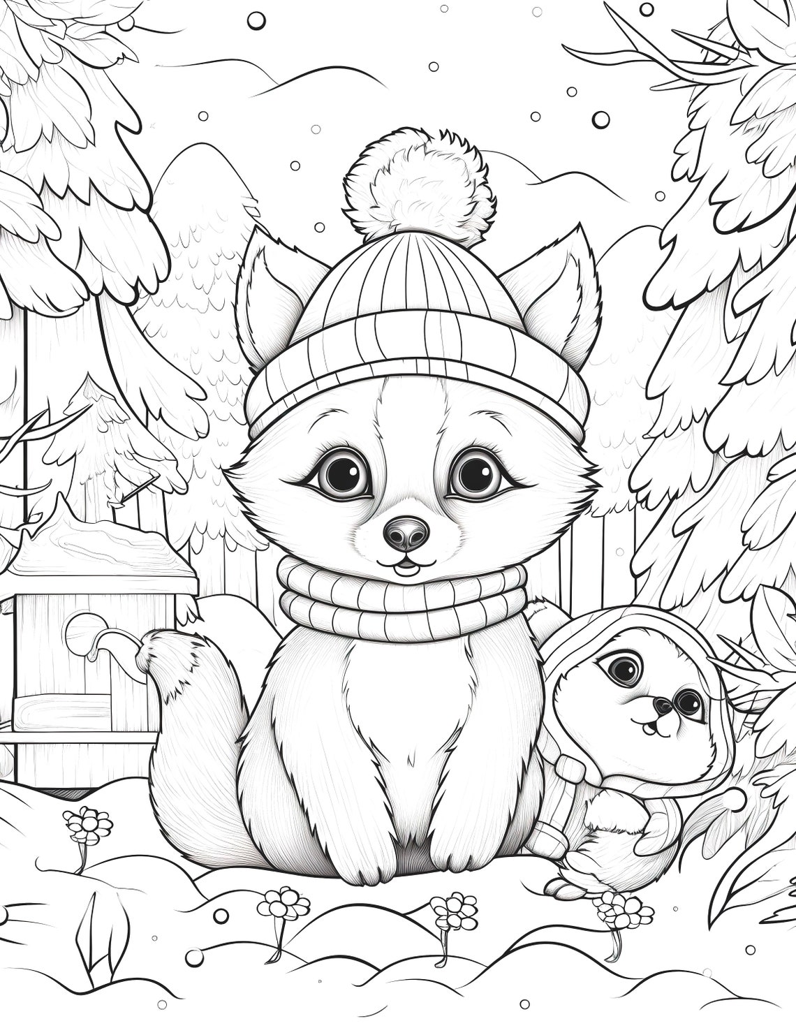 5 Winter Coloring Pages. Teacher, Color Pages for Kids, Cute Coloring