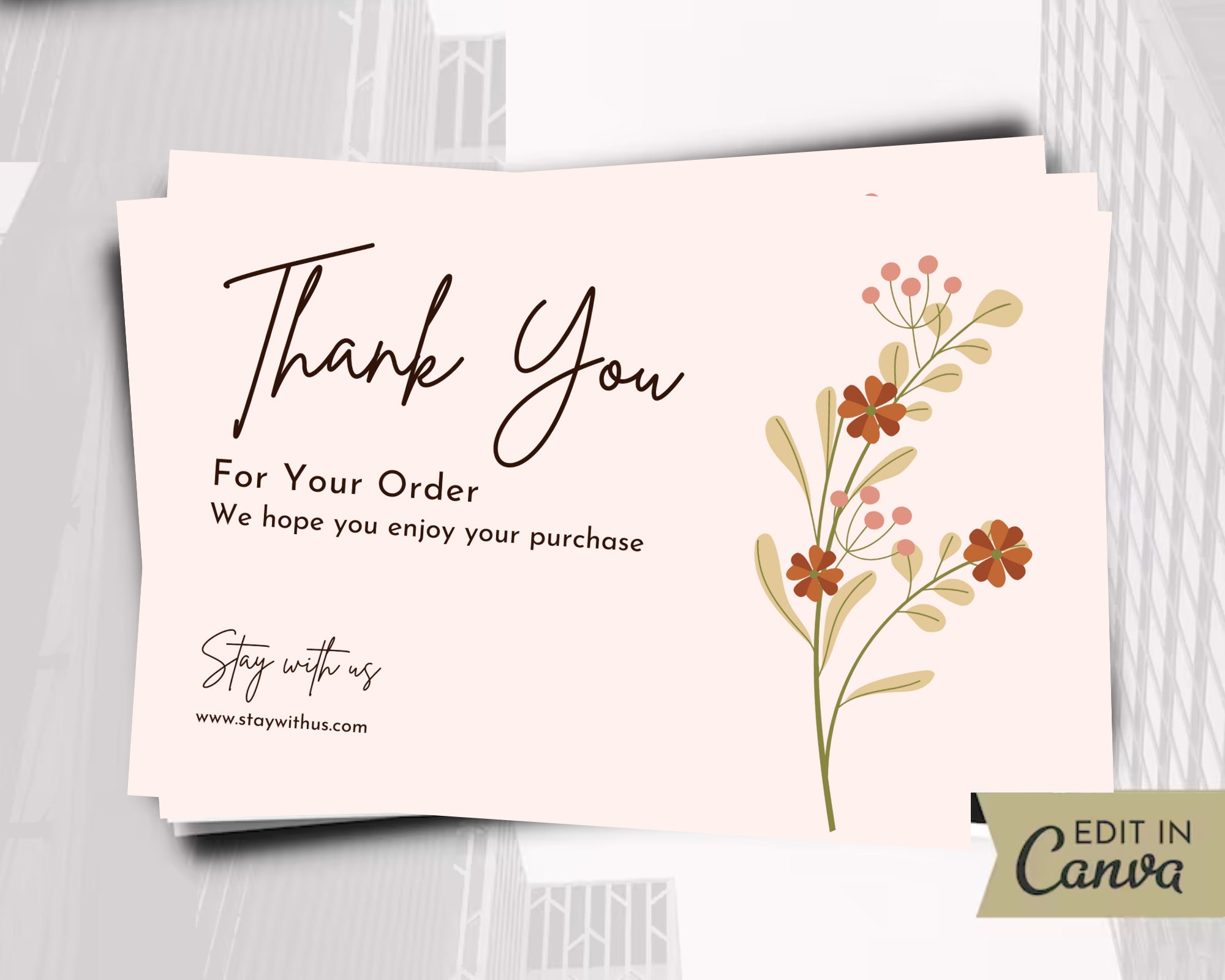 Printable Thank You Cards, Thank You Editable Card Packaging Insert ...
