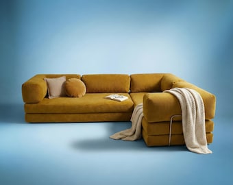 Modern Corner Livingroom Sofa, L-Shaped Sectional Couch, Washable Cover, Home Living Decor, Minimalist Couch