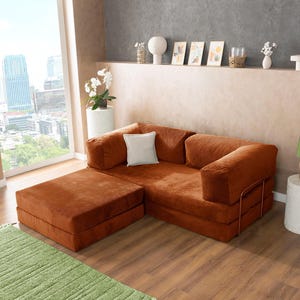 Poufudic Modular Livingroom Sofas, Sectional Sofa Couch with Ottoman, Sofa with L Shaped Backrest, Floor Sofa, Cozy Sofa, Floor Seating
