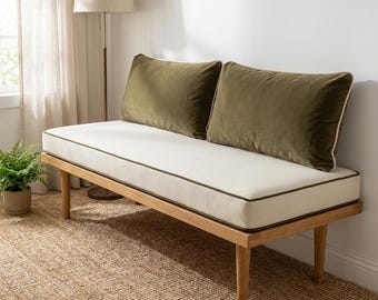 Custom Bench Cushion With Backrest, Window Seat & Banquette Cushion Set, Matching Back Pillows, 2-5" Thickness, Custom Size