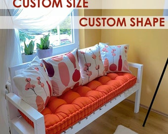 Custom Size Window Seat Cushion | Custom French Cushion | Custom Bench Cushion | Custom Tufted Cushion | Pallet Cushion | Daybed Cushion