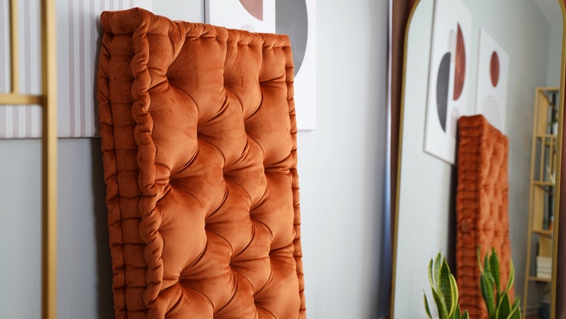 French Style Bench Cushion, Tufted Velvet Window Seat, Brick Floor Pillow, Custom Size Reading Nook, Pallet Sofa Pad image 13