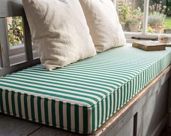 Striped Cotton Bench Cushion With Foam, Window Seat Cushion, Natural Reading Nook Cushion, 2-5" Thickness Floor Cushion, Daybed Cushion