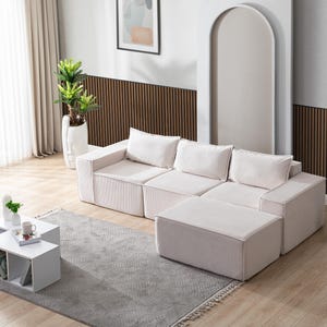 L Shaped Livingroom sofa, Sectional couch, Comfy Chaise Couch, Modern Modular Sofas, Minimalist Couch, Floor couch, Cozy sofa with ottoman