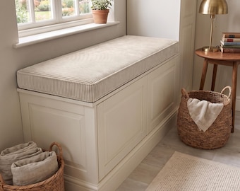Custom Corduroy Bench Cushion, High Density Foam Bench Seat, Dacron Wrapped, Window Seat • Banquette • Floor Cushion