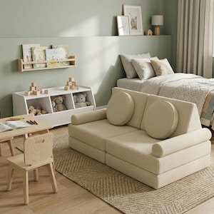 Kids Play Couch MINI 120cm | Modular Play Sofa for Kids | Foam Play Sofa | Toddler Couch | Children's Playroom Sofa | Poufudic Play Sofa