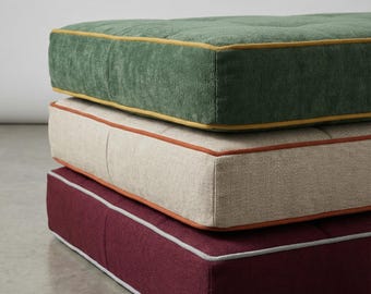 Cuscino per panca in lino personalizzato con schiuma, comodo cuscino per sedile da finestra, cuscino per angolo lettura interno, cuscino da pavimento spesso 4", cuscino per divano letto