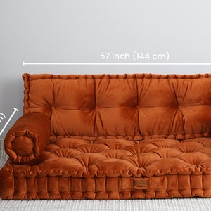 French Style Bench Cushion, Tufted Velvet Window Seat, Brick Floor Pillow, Custom Size Reading Nook, Pallet Sofa Pad image 6