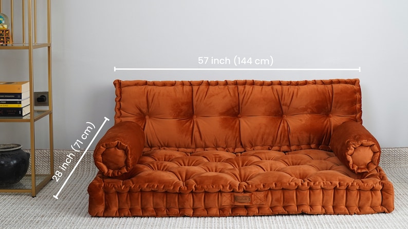 French Style Bench Cushion, Tufted Velvet Window Seat, Brick Floor Pillow, Custom Size Reading Nook, Pallet Sofa Pad image 6