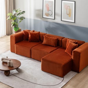 Modern Cloud Sectional Couches for Living Room, Modular Sofa with Ottoman, No Assembly Needed, L shaped Sectional Couch with Comfy Chaise