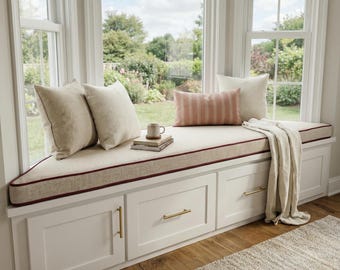 Custom Trapezoid Bench Cushion – Made to Measure Window Seat Cushion – Angled Bay Window Cushion – Removable Cover, Trapezium Bench Cushions