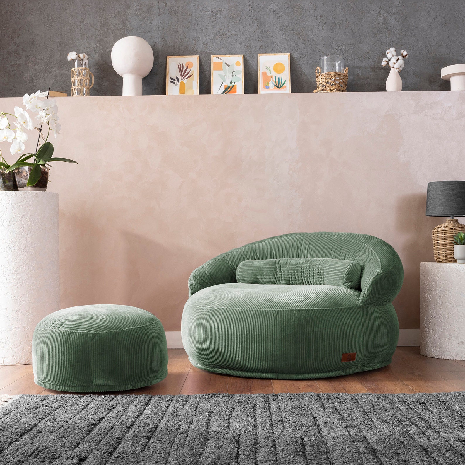 Corduroy Stuffed Pouf Sofa
