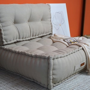 12 Thick Tufted Floor Cushions, Window Seat Cushion, Tufted Bench Cushion, Handmade Pillows, Seat Cushions