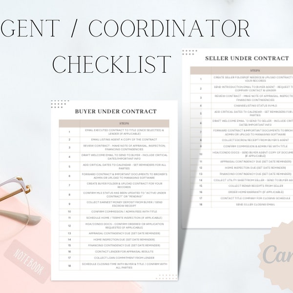 Real Estate Transaction Coordinator Checklist | Real Estate Checklist | Transaction coordinator template | Transaction checklist | Canva