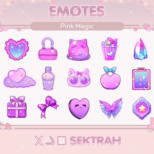 Pink Magic Twitch Emotes / Sub Badges | Discord Roles Bits Channel Point | Cat | Crystal | Heart | Star | Barbie | Cloud | | Pastel | Cute