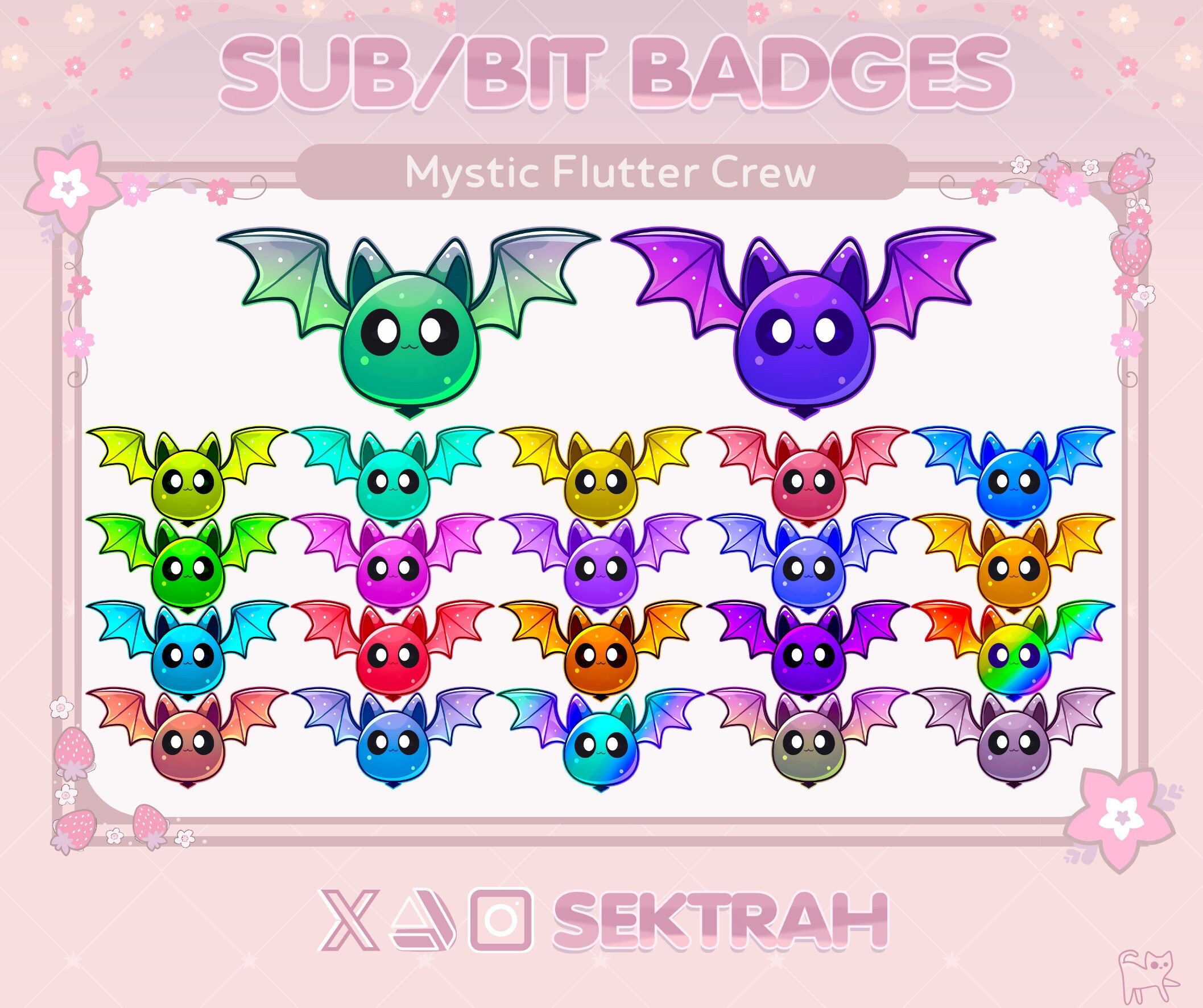 Twitch Sub Badges / Bit Badges / Bats Mystic Flutter Crew / Goth Emotes ...