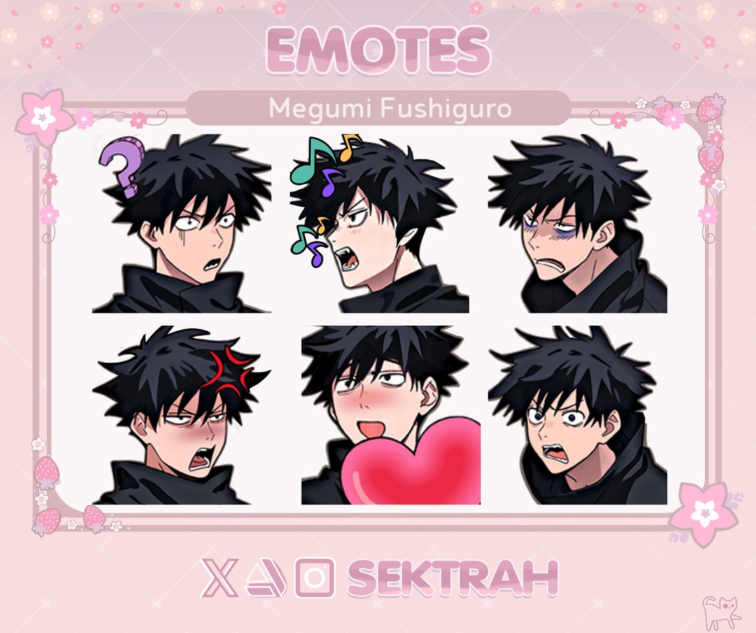 Megumi Fushiguro Emotes: JJK Streaming Stickers for Twitch/discord