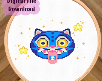 Cross Stitch Pattern - K-pop Demon Hunters Derpy Tiger - Instant Digital PDF Download