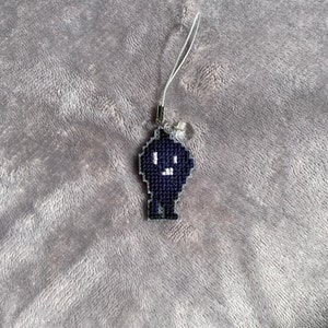 Stardew Valley Krobus Sprite Cross Stitch Keychain