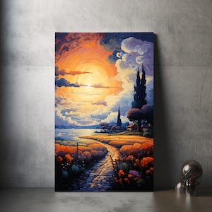 Van Gogh Lake Art Canvas - Landscape Painting - Perfect To Gift Art Lovers