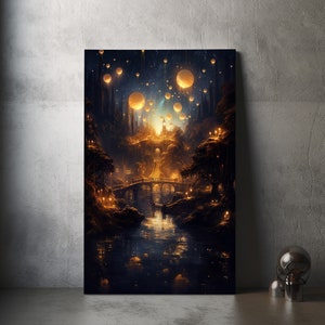 Fantasy Art Canvas River in Golden Lights | Dream-like Impressive Art ...
