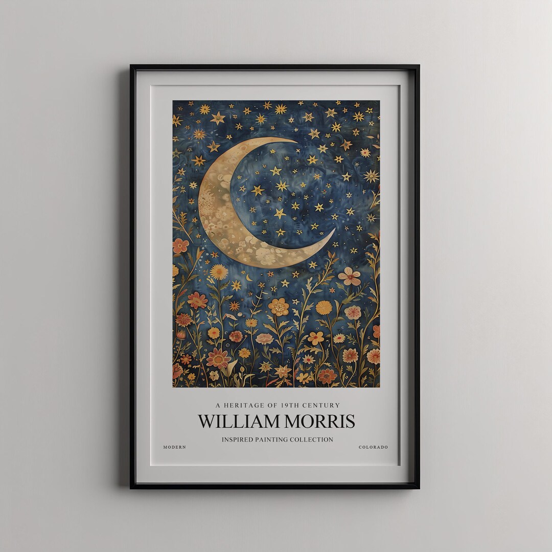 Moon and Stars William Morris Print - Fine Art Paper, Vintage Home ...